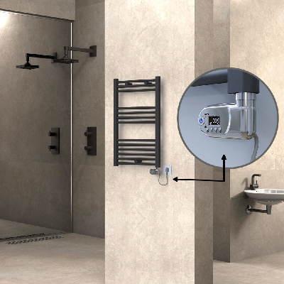 Radiva - HAITI Elektrikli Havlupan 500x800 Düz Antrasit (Thesis Termostat) 300W