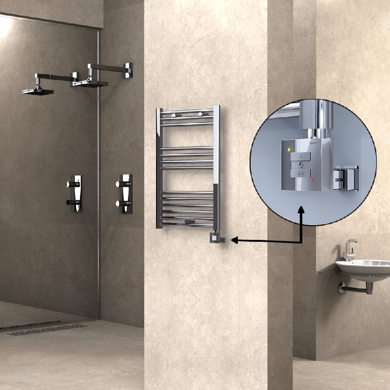 HAITI Elektrikli Havlupan 500x800 Düz Krom (KTX1 Termostat) 200W - 1HAI05000800DK1PEB020