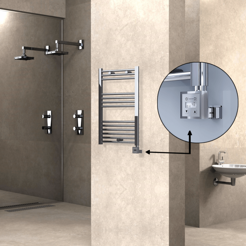 HAITI Elektrikli Havlupan 500x800 Düz Krom (KTX3 Termostat) 200W - 1HAI05000800DK1PE7020