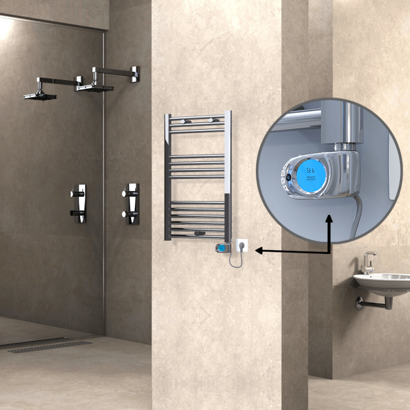 HAITI Elektrikli Havlupan 500x800 Düz Krom (Musa Termostat) 200W - 1HAI05000800DK1PE3020