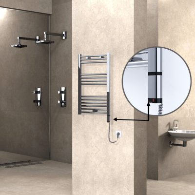 Radiva - HAITI Elektrikli Havlupan 500x800 Düz Krom (OneD On/Off ) Sağ 200W