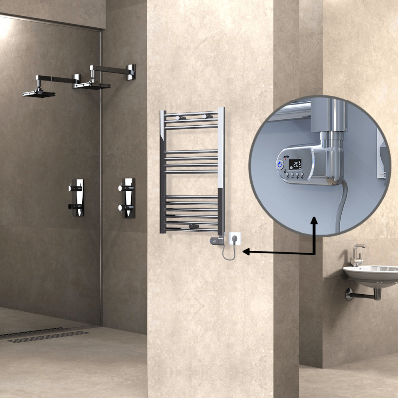 HAITI Elektrikli Havlupan 500x800 Düz Krom (Thesis Termostat) 200W - 1HAI05000800DK1PE2020