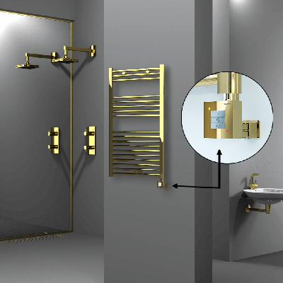 Radiva - HAITI Elektrikli Havlupan 600x1000 Düz Altın (KTX1 Termostat) 300W