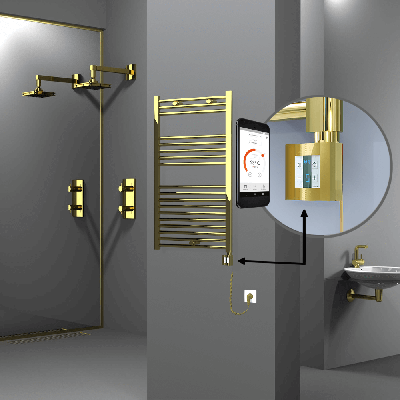 Radiva - HAITI Elektrikli Havlupan 600x1000 Düz Altın (KTX4 Termostat) 300W Spiral Kablolu