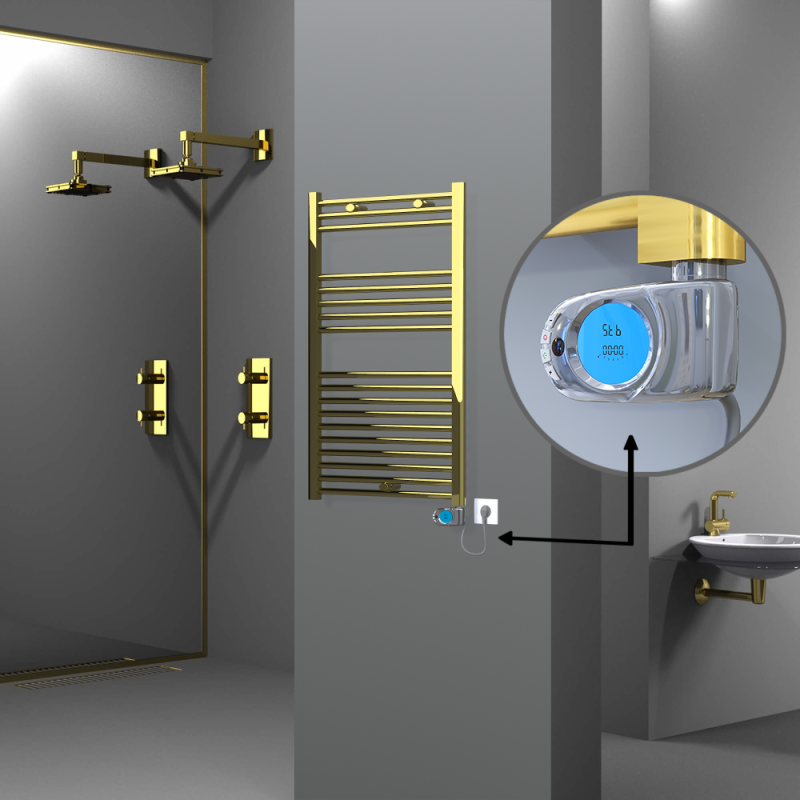 HAITI Elektrikli Havlupan 600x1000 Düz Altın (Musa Termostat) 300W - 1HAI06001000DK2PE3030