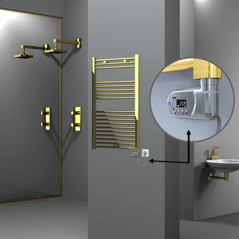 HAITI Elektrikli Havlupan 600x1000 Düz Altın (Thesis Termostat) 300W - 1HAI06001000DK2PE2030