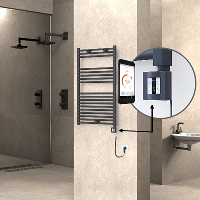 Radiva - HAITI Elektrikli Havlupan 600x1000 Düz Antrasit (KTX4 Termostat) 600W Spiral Kablolu (1)