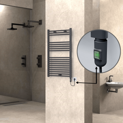 Radiva - HAITI Elektrikli Havlupan 600x1000 Düz Antrasit (On/Off Düğmeli) 600W - 496