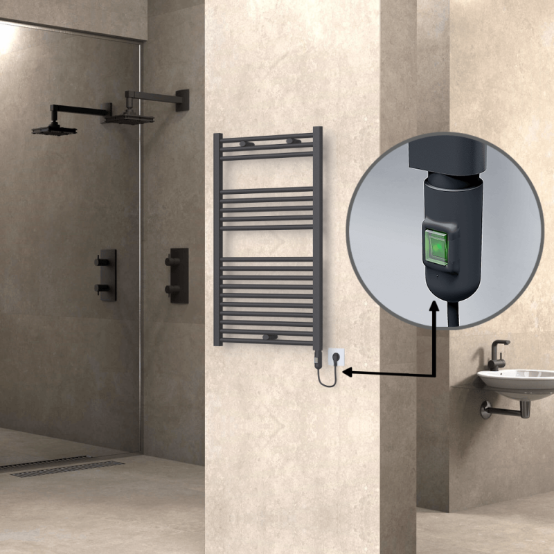 HAITI Elektrikli Havlupan 600x1000 Düz Antrasit (On/Off Düğmeli) 600W - 1HAI06001000DB2TE1060