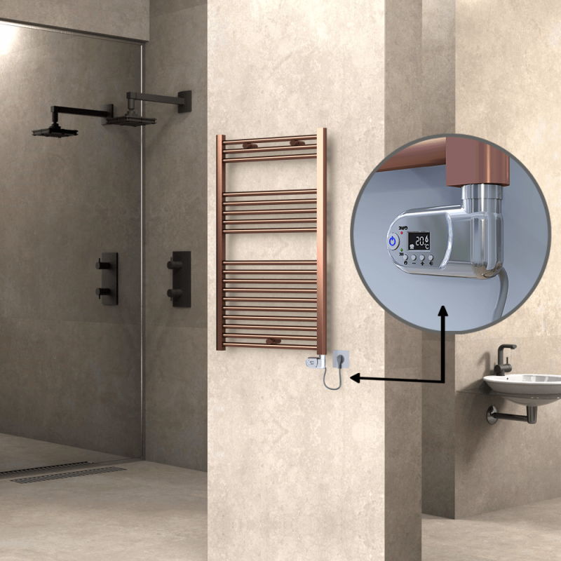 HAITI Elektrikli Havlupan 600x1000 Düz Bakır Eskitme (Thesis Termostat) 300W - 1HAI06001000DK3PE2030