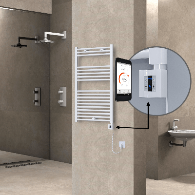  - HAITI Elektrikli Havlupan 600x1000 Düz Beyaz (KTX4 Termostat) 600W Spiral Kablolu