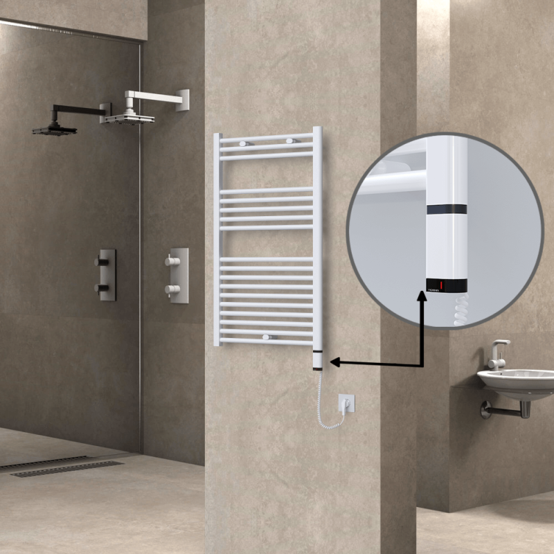 HAITI Elektrikli Havlupan 600x1000 Düz Beyaz (OneD On/Off ) Sağ 600W - 1HAI06001000DB1PE8060