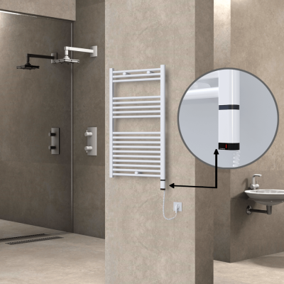 Radiva - HAITI Elektrikli Havlupan 600x1000 Düz Beyaz (OneD On/Off ) Sağ 600W (1)