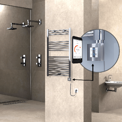  - HAITI Elektrikli Havlupan 600x1000 Düz Krom (KTX4 Termostat) 300W Spiral Kablolu