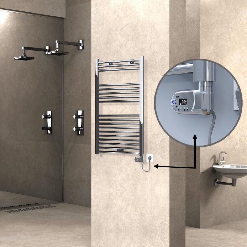 HAITI Elektrikli Havlupan 600x1000 Düz Krom (Thesis Termostat) 300W - 1HAI06001000DK1PE2030