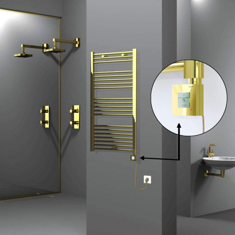 HAITI Elektrikli Havlupan 600x1100 Düz Altın (KTX1 Termostat) 300W Spiral Kablolu - 1HAI06001100DK2PEB030-K