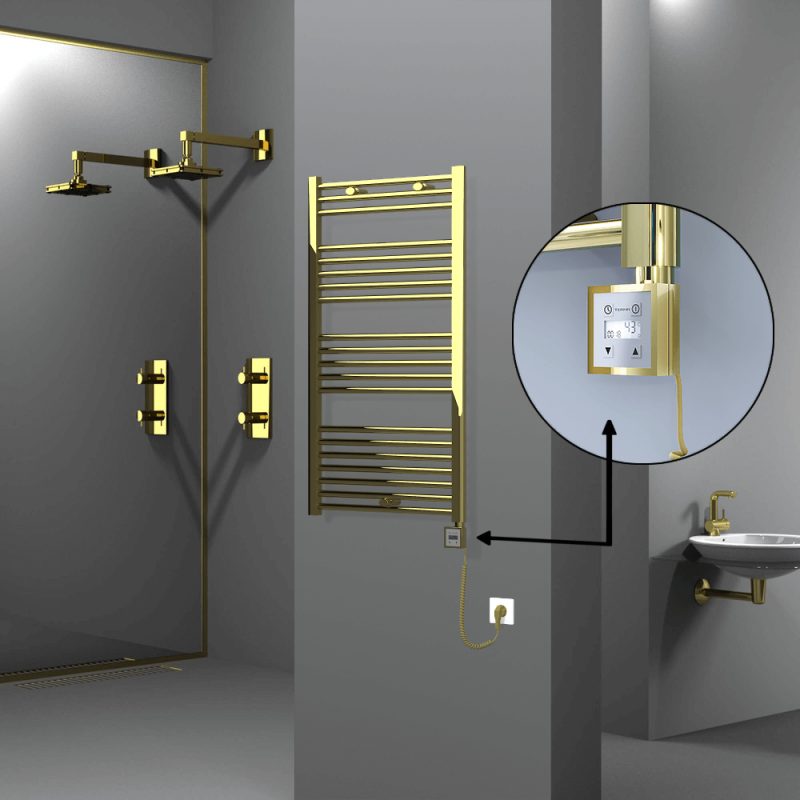 HAITI Elektrikli Havlupan 600x1100 Düz Altın (KTX3 Termostat) 300W Spiral Kablolu - 1HAI06001100DK2PE7030-K