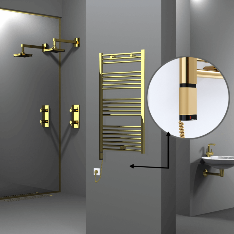 HAITI Elektrikli Havlupan 600x1100 Düz Altın (OneD On/Off ) Sol 300W - 1HAI06001100DK2PE9030