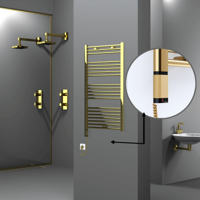 Radiva - HAITI Elektrikli Havlupan 600x1100 Düz Altın (OneD On/Off ) Sol 300W (1)