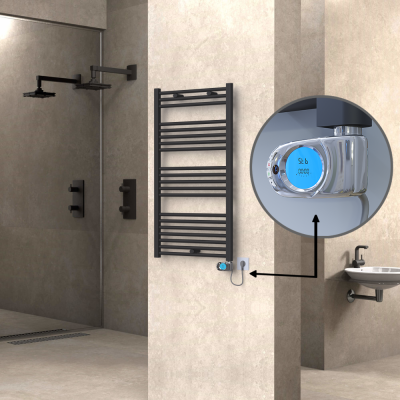 Radiva - HAITI Elektrikli Havlupan 600x1100 Düz Antrasit (Musa Termostat) 600W