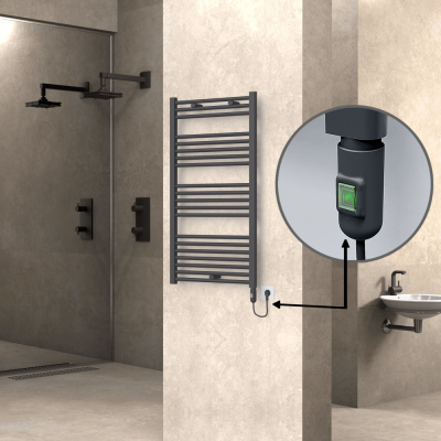 Radiva - HAITI Elektrikli Havlupan 600x1100 Düz Antrasit (On/Off Düğmeli) 600W