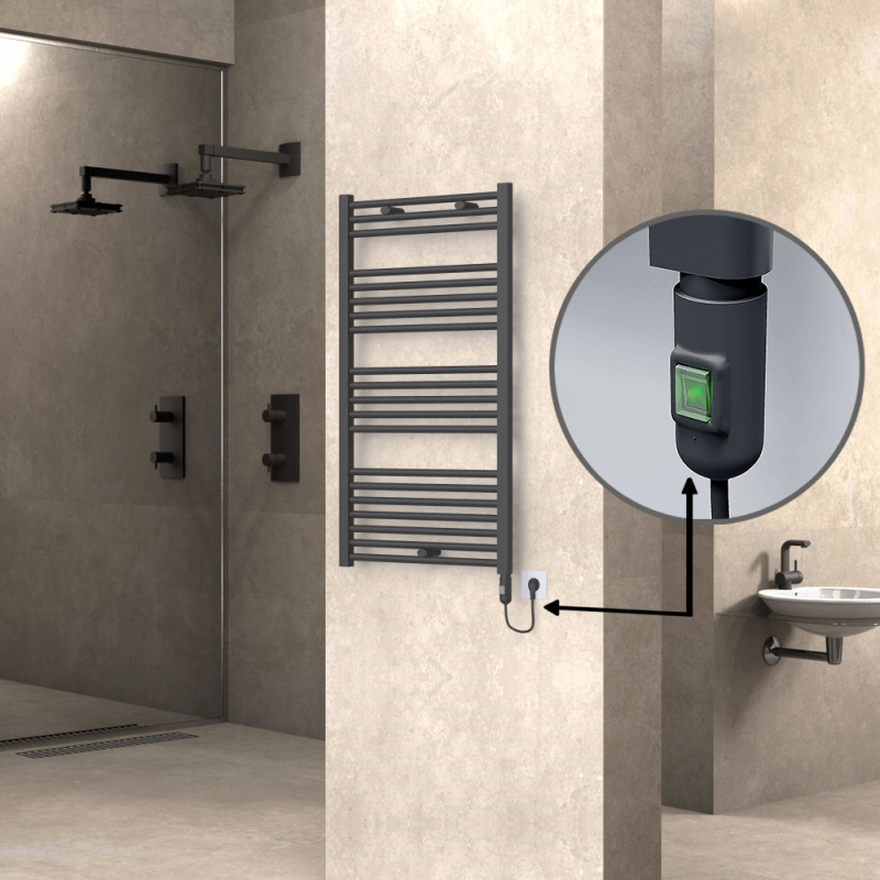 HAITI Elektrikli Havlupan 600x1100 Düz Antrasit (On/Off Düğmeli) 600W - 1HAI06001100DB2TE1060