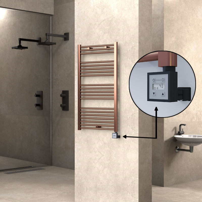 HAITI Elektrikli Havlupan 600x1100 Düz Bakır Eskitme (KTX3 Termostat) 300W - 1HAI06001100DK3PE7030