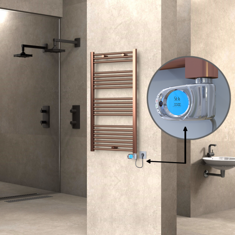 HAITI Elektrikli Havlupan 600x1100 Düz Bakır Eskitme (Musa Termostat) 300W - 1HAI06001100DK3PE3030