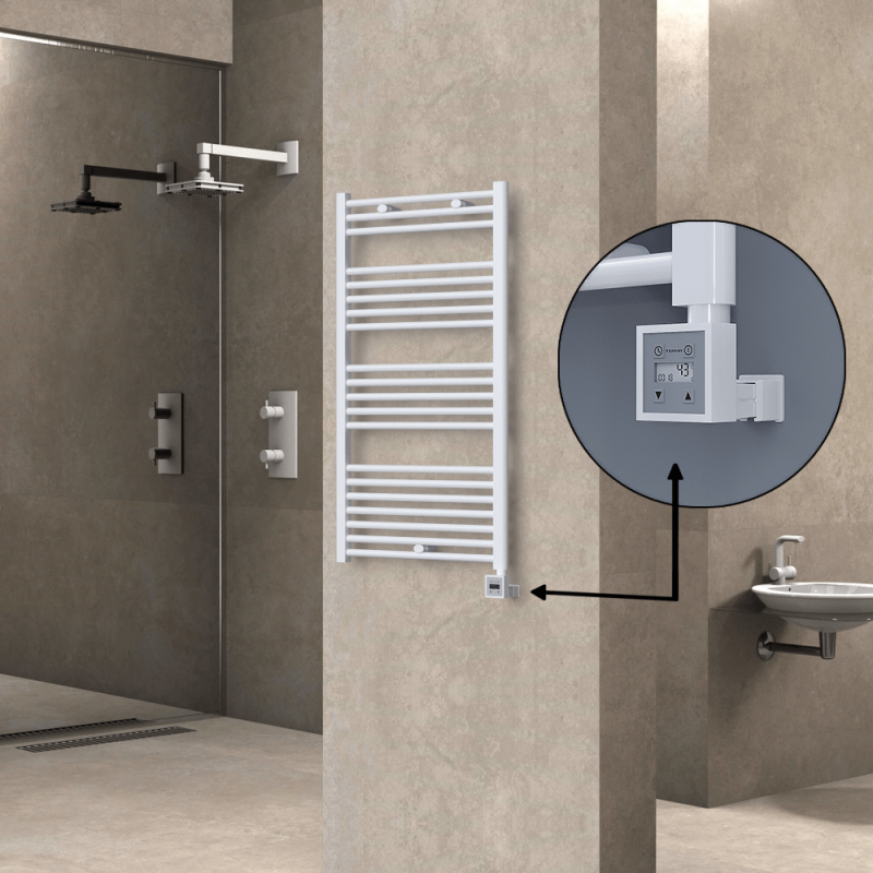 HAITI Elektrikli Havlupan 600x1100 Düz Beyaz (KTX3 Termostat) 600W - 1HAI06001100DB1PE7060