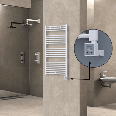 Radiva - HAITI Elektrikli Havlupan 600x1100 Düz Beyaz (KTX3 Termostat) 600W