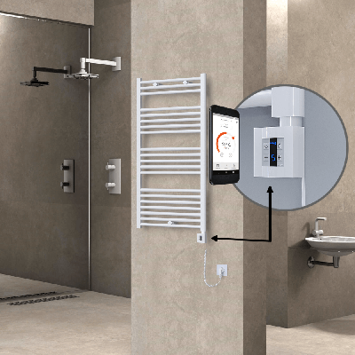  - HAITI Elektrikli Havlupan 600x1100 Düz Beyaz (KTX4 Termostat) 600W Spiral Kablolu