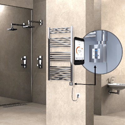  - HAITI Elektrikli Havlupan 600x1100 Düz Krom (KTX4 Termostat) 300W Spiral Kablolu