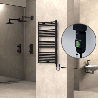 Radiva - HAITI Elektrikli Havlupan 600x1100 Düz Siyah (On/Off Düğmeli) 600W