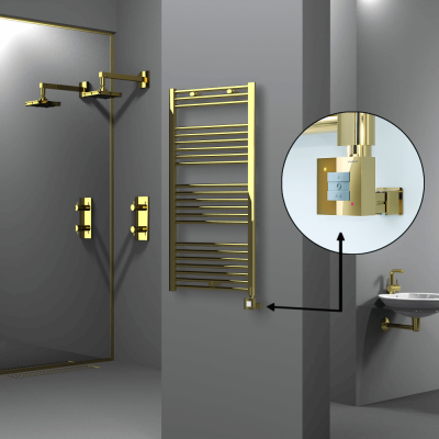 Radiva - HAITI Elektrikli Havlupan 600x1200 Düz Altın (KTX1 Termostat) 300W