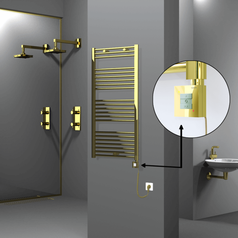 HAITI Elektrikli Havlupan 600x1200 Düz Altın (KTX1 Termostat) 300W Spiral Kablolu - 1HAI06001200DK2PEB030-K