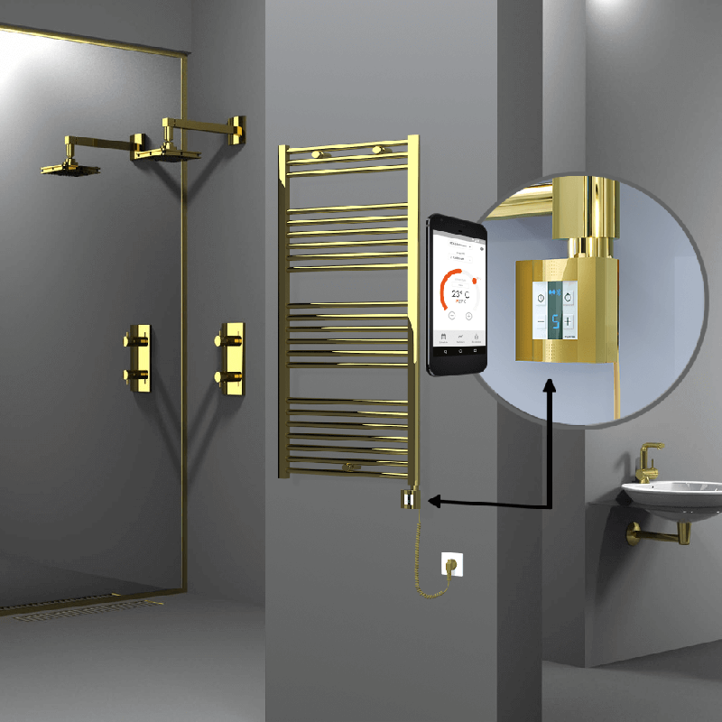 HAITI Elektrikli Havlupan 600x1200 Düz Altın (KTX4 Termostat) 300W Spiral Kablolu - 1HAI06001200DK2PEC030-K