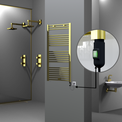 Radiva - HAITI Elektrikli Havlupan 600x1200 Düz Altın (On/Off Düğmeli) 300W - 500