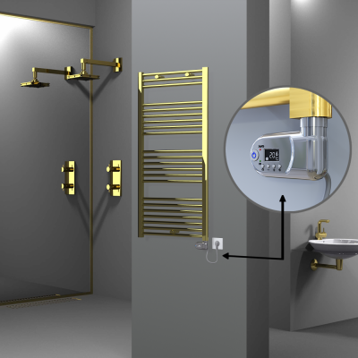 Radiva - HAITI Elektrikli Havlupan 600x1200 Düz Altın (Thesis Termostat) 300W (1)