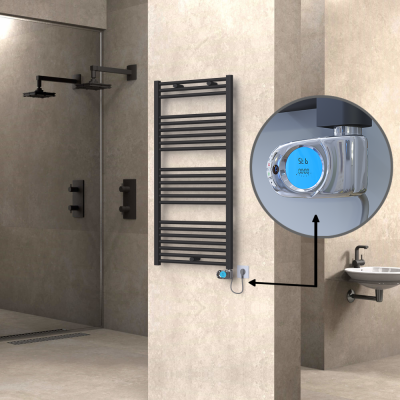 Radiva - HAITI Elektrikli Havlupan 600x1200 Düz Antrasit (Musa Termostat) 600W - 495