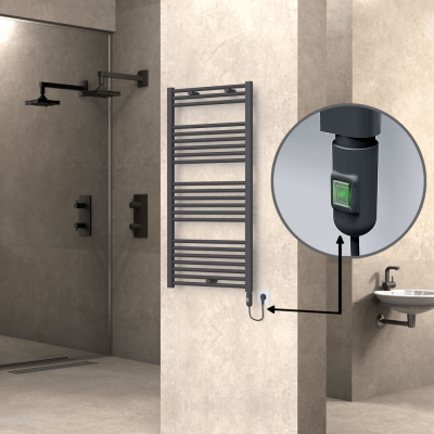 Radiva - HAITI Elektrikli Havlupan 600x1200 Düz Antrasit (On/Off Düğmeli) 600W - 498