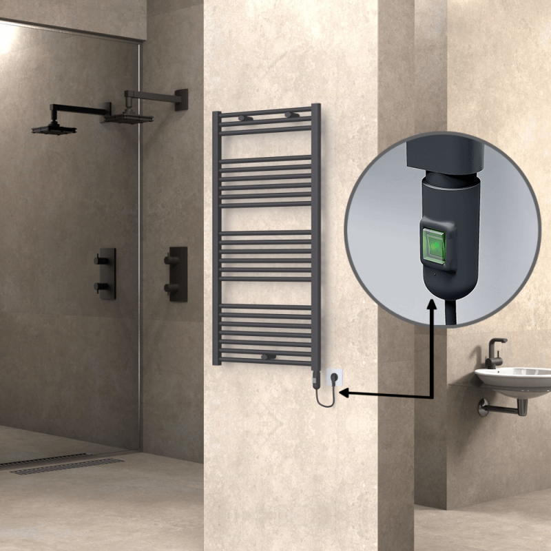 HAITI Elektrikli Havlupan 600x1200 Düz Antrasit (On/Off Düğmeli) 600W - 1HAI06001200DB2TE1060