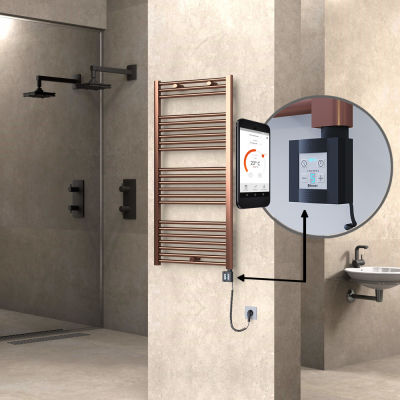  - HAITI Elektrikli Havlupan 600x1200 Düz Bakır Eskitme (KTX4 Termostat) 300W Spiral Kablolu