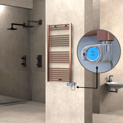  - HAITI Elektrikli Havlupan 600x1200 Düz Bakır Eskitme (Musa Termostat) 300W