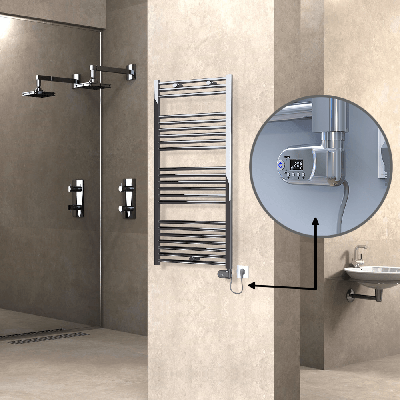 HAITI Elektrikli Havlupan 600x1200 Düz Krom (Thesis Termostat) 300W - Thumbnail 1HAI06001200DK1PE2030