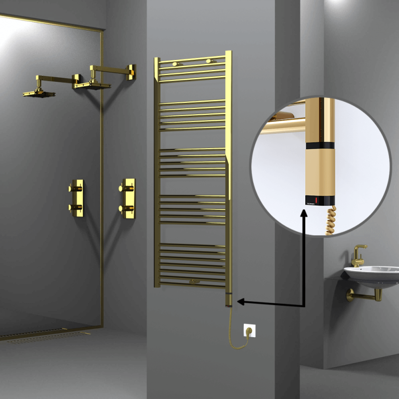 HAITI Elektrikli Havlupan 600x1500 Düz Altın (OneD On/Off ) Sağ 300W - 1HAI06001500DK2PE8030