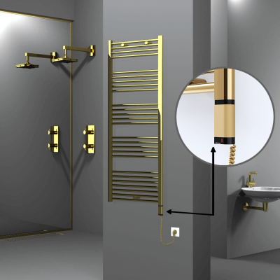 Radiva - HAITI Elektrikli Havlupan 600x1500 Düz Altın (OneD On/Off ) Sağ 300W (1)