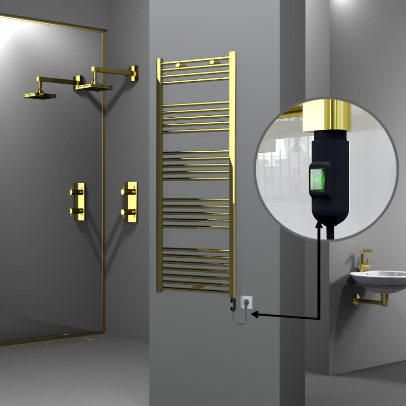 HAITI Elektrikli Havlupan 600x1500 Düz Altın (On/Off Düğmeli) 600W - 1HAI06001500DK2PE1060