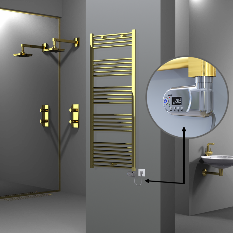 HAITI Elektrikli Havlupan 600x1500 Düz Altın (Thesis Termostat) 600W - 1HAI06001500DK2PE2060