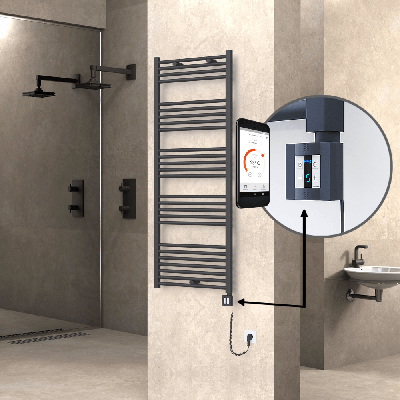 HAITI Elektrikli Havlupan 600x1500 Düz Antrasit (KTX4 Termostat) 1000W Spiral Kablolu - Thumbnail 1HAI06001500DB2TEC100-K