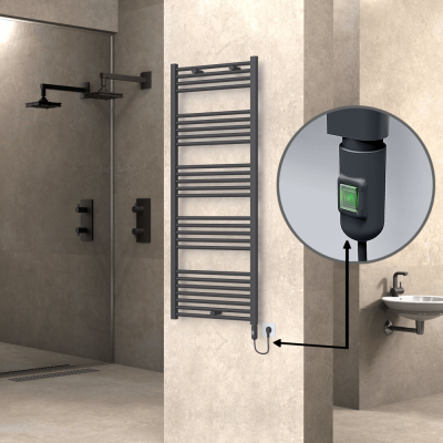 Radiva - HAITI Elektrikli Havlupan 600x1500 Düz Antrasit (On/Off Düğmeli) 900W (1)